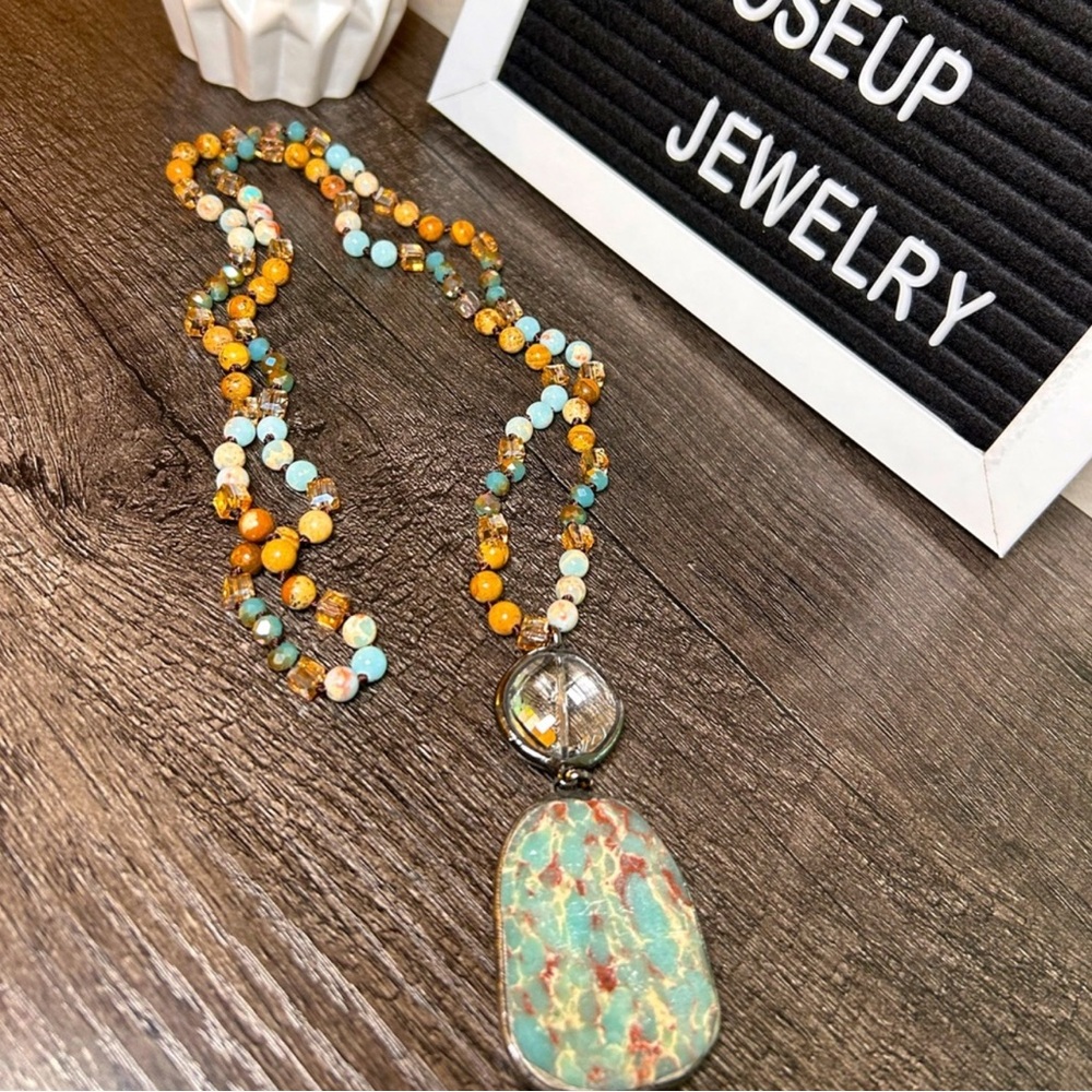 Colorful Beaded Necklace with Pendant